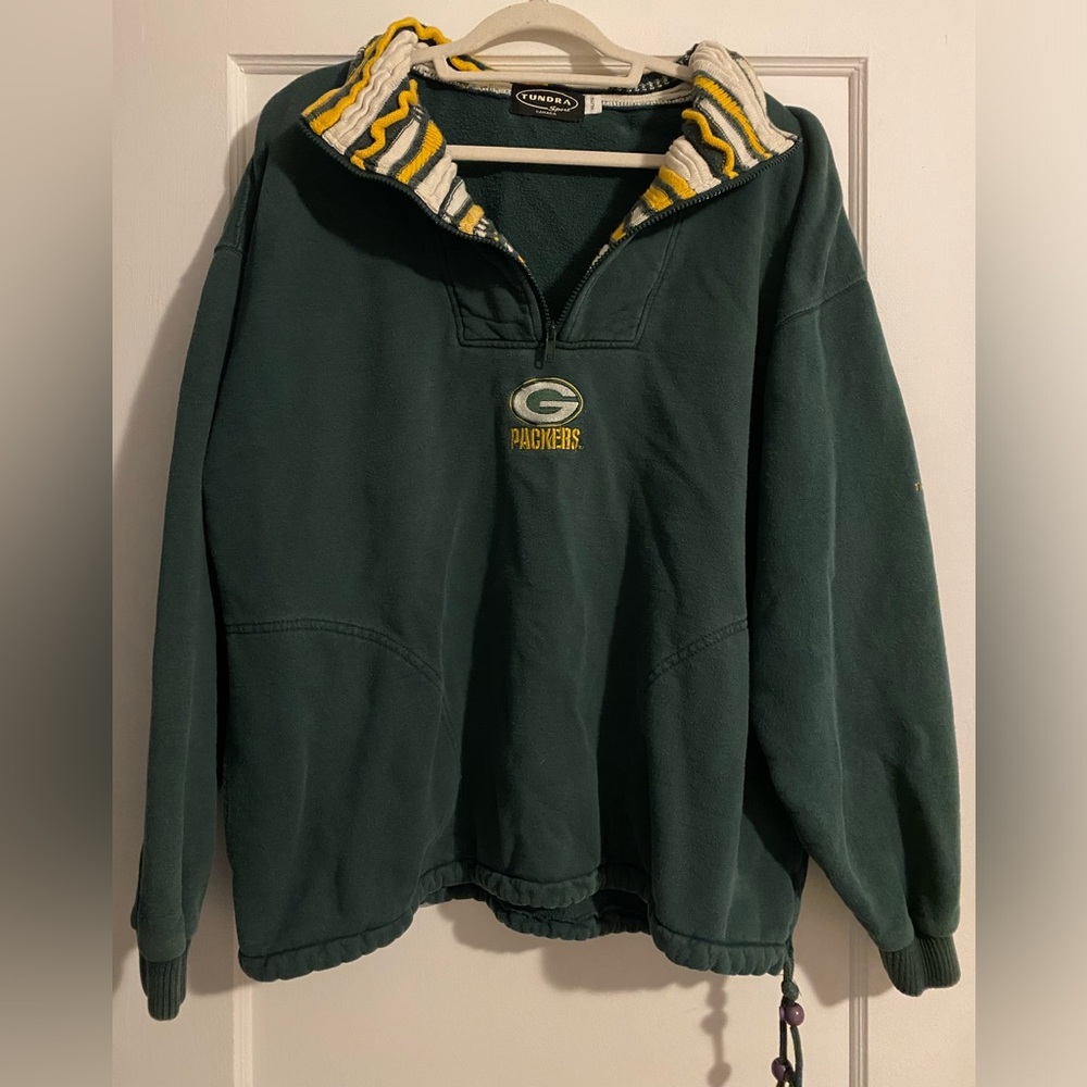 Vintage Tundra Sport Men’s Green Bay Packers 3/4 Zip Sweatshirt Rare Size XL